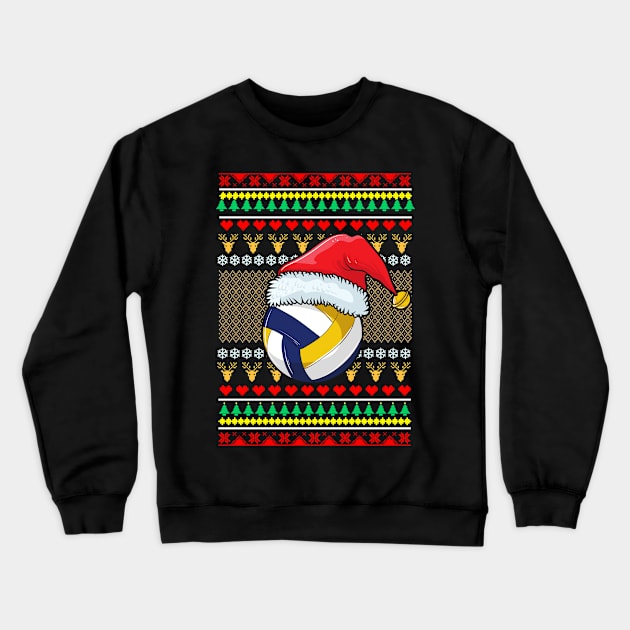 Xmas Volleyball Funny Santas Hat Christmas Gift Design Crewneck Sweatshirt by Dr_Squirrel